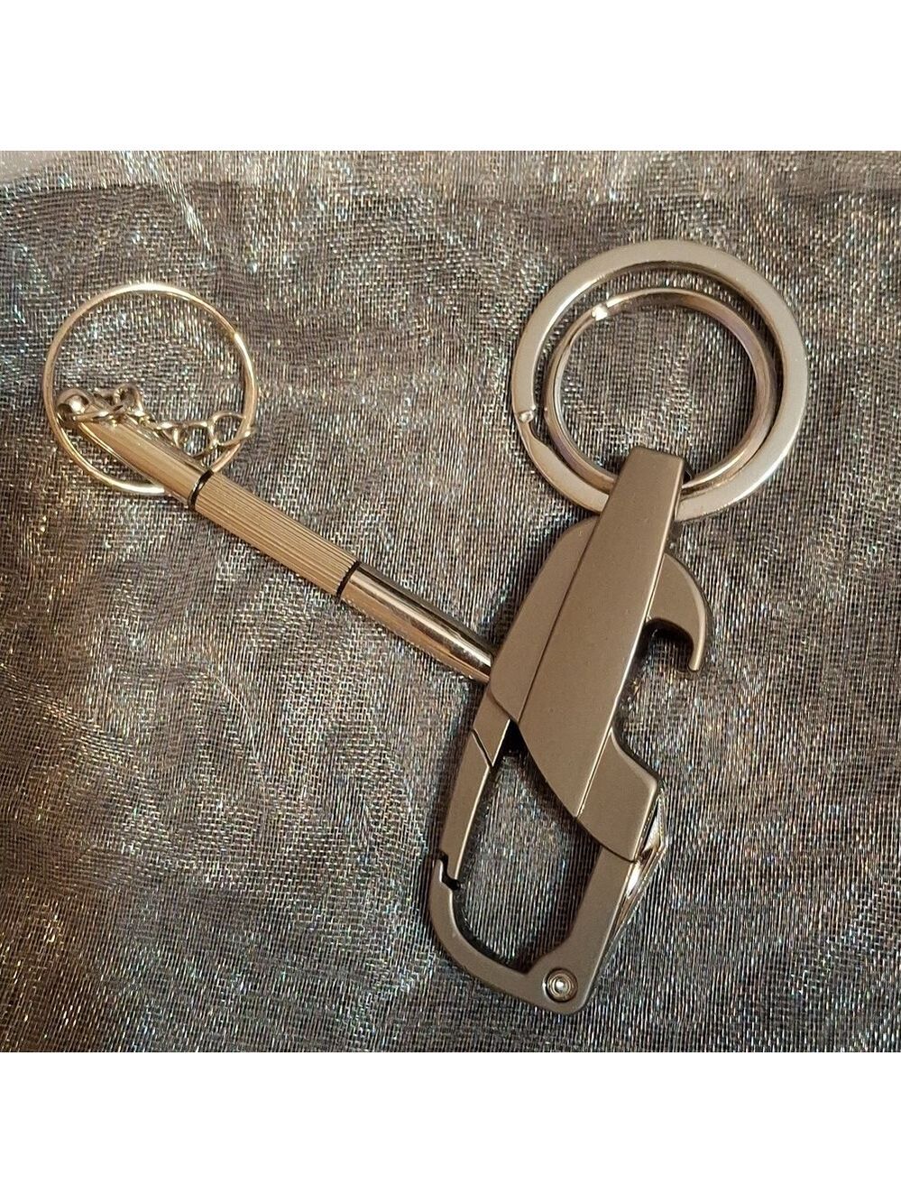 Multi-tool Carbinger Opener With Screwdriver Keychain Gunmetal Gray 2 Pcs